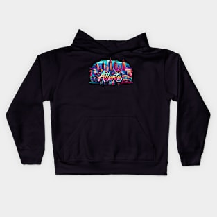 Atlanta Georgia USA Neon Graffiti Retro Airbrush 90s Kids Hoodie